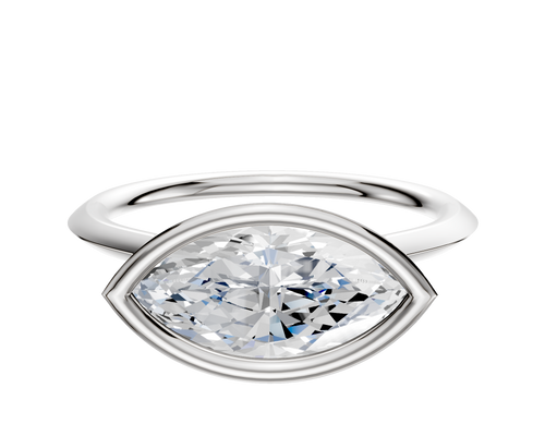 18K White Gold Bezel Full Bezel East/West Cathedral Knife Edge 1.5mm Engagement Ring