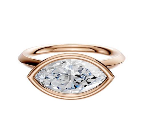 18K Rose Gold Bezel Full Bezel East/West Cathedral Knife Edge 2.0mm Engagement Ring