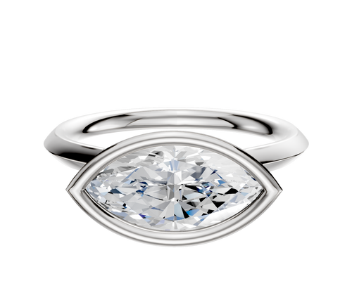 14K White Gold Bezel Full Bezel East/West Cathedral Knife Edge 2.0mm Engagement Ring