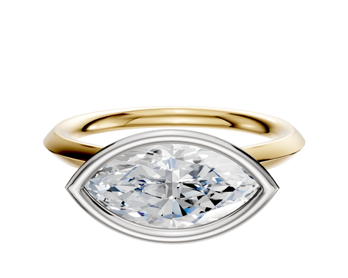 14K Two Tone Bezel Full Bezel East/West Cathedral Knife Edge 2.0mm Engagement Ring