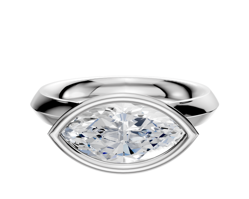 18K White Gold Bezel Full Bezel East/West Cathedral Knife Edge 3.0mm Engagement Ring
