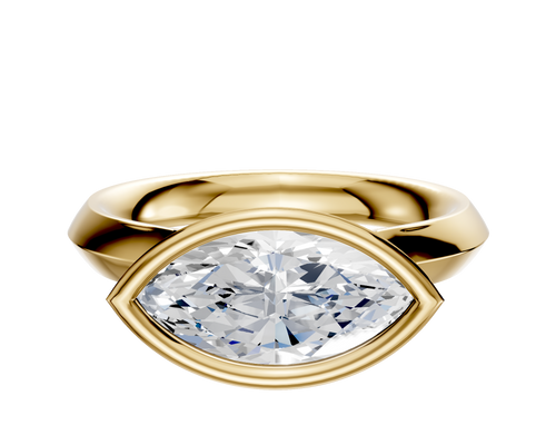 14K Yellow Gold Bezel Full Bezel East/West Cathedral Knife Edge 3.0mm Engagement Ring