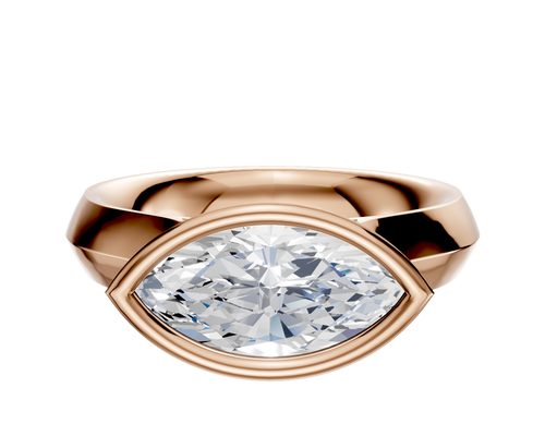 18K Rose Gold Bezel Full Bezel East/West Cathedral Knife Edge 4.0mm Engagement Ring