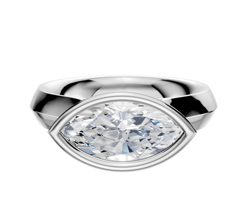 14K White Gold Bezel Full Bezel East/West Cathedral Knife Edge 4.0mm Engagement Ring