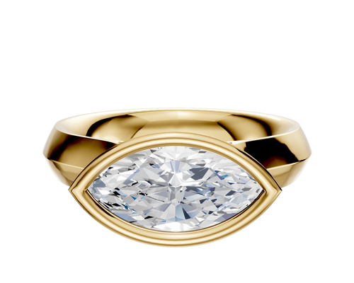 14K Yellow Gold Bezel Full Bezel East/West Cathedral Knife Edge 4.0mm Engagement Ring