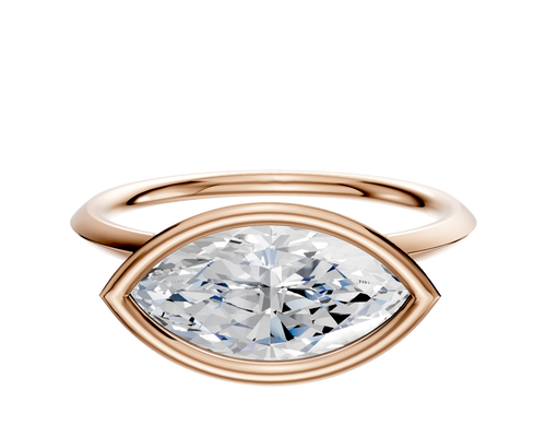 18K Rose Gold Bezel Full Bezel East/West Classic Knife Edge 1.5mm Engagement Ring