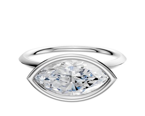 18K White Gold Bezel Full Bezel East/West Classic Knife Edge 1.5mm Engagement Ring