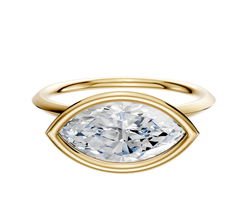 14K Yellow Gold Bezel Full Bezel East/West Classic Knife Edge 1.5mm Engagement Ring
