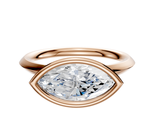 18K Rose Gold Bezel Full Bezel East/West Classic Knife Edge 2.0mm Engagement Ring