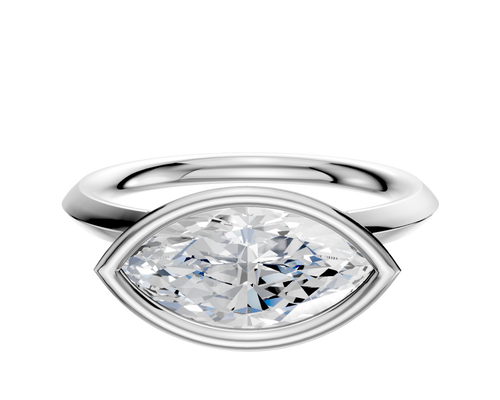 18K White Gold Bezel Full Bezel East/West Classic Knife Edge 2.0mm Engagement Ring
