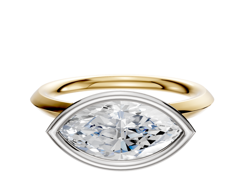 18K Two Tone Bezel Full Bezel East/West Classic Knife Edge 2.0mm Engagement Ring