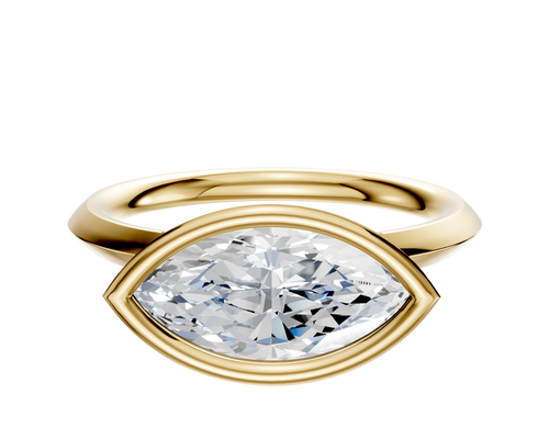 14K Yellow Gold Bezel Full Bezel East/West Classic Knife Edge 2.0mm Engagement Ring
