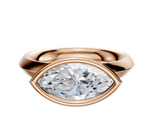 14K Rose Gold Bezel Full Bezel East/West Classic Knife Edge 3.0mm Engagement Ring