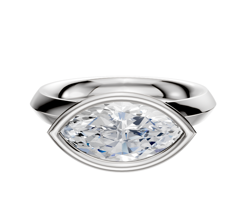18K White Gold Bezel Full Bezel East/West Classic Knife Edge 3.0mm Engagement Ring