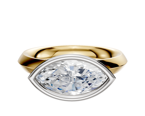 18K Two Tone Bezel Full Bezel East/West Classic Knife Edge 3.0mm Engagement Ring