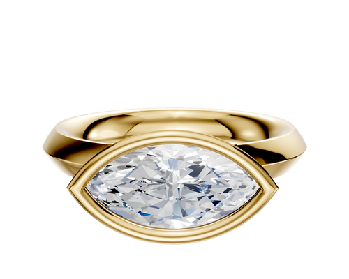 14K Yellow Gold Bezel Full Bezel East/West Classic Knife Edge 3.0mm Engagement Ring