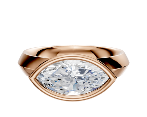 14K Rose Gold Bezel Full Bezel East/West Classic Knife Edge 4.0mm Engagement Ring