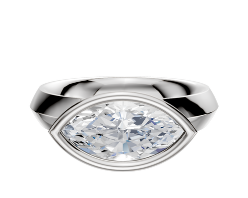 Platinum Bezel Full Bezel East/West Classic Knife Edge 4.0mm Engagement Ring