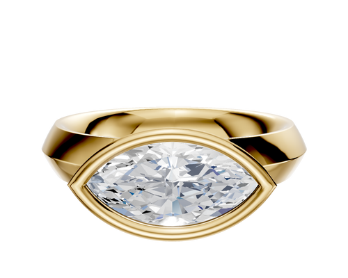 18K Yellow Gold Bezel Full Bezel East/West Classic Knife Edge 4.0mm Engagement Ring