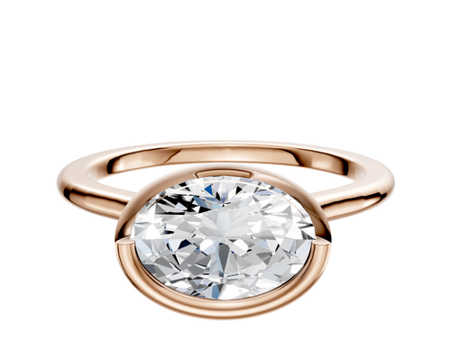 18K Rose Gold Bezel Full Bezel East/West Cathedral Dome 1.5mm Engagement Ring