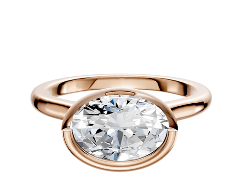 18K Rose Gold Bezel Full Bezel East/West Cathedral Dome 2.0mm Engagement Ring