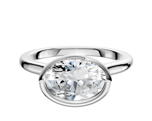 Platinum Bezel Full Bezel East/West Cathedral Dome 2.0mm Engagement Ring