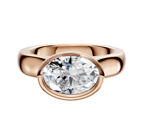 18K Rose Gold Bezel Full Bezel East/West Cathedral Dome 4.0mm Engagement Ring