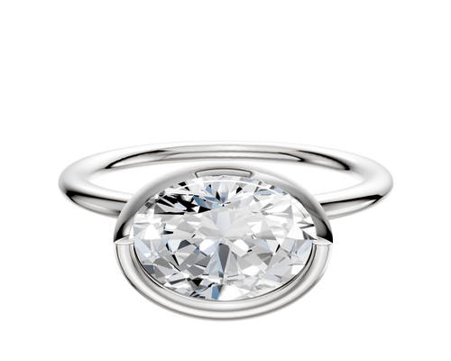 Platinum Bezel Full Bezel East/West Classic Dome 1.5mm Engagement Ring