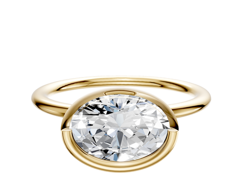 14K Yellow Gold Bezel Full Bezel East/West Classic Dome 1.5mm Engagement Ring