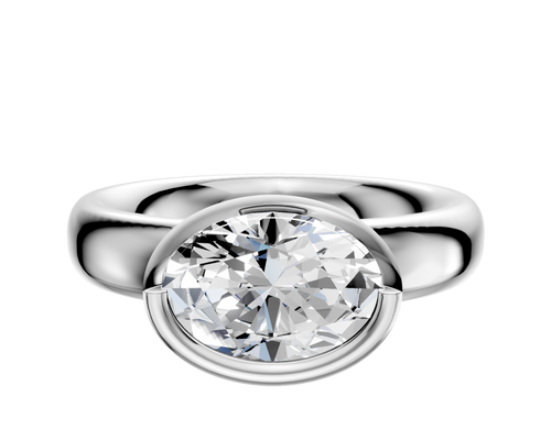 Platinum Bezel Full Bezel East/West Classic Dome 4.0mm Engagement Ring