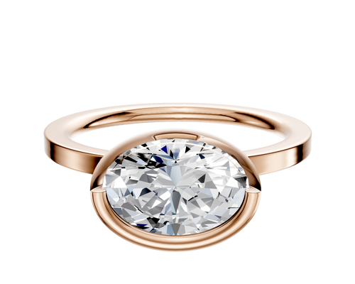 18K Rose Gold Bezel Full Bezel East/West Classic Flat 1.5mm Engagement Ring