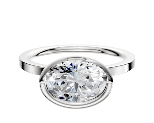 18K White Gold Bezel Full Bezel East/West Classic Flat 1.5mm Engagement Ring