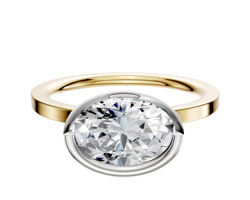 18K Two Tone Bezel Full Bezel East/West Classic Flat 1.5mm Engagement Ring