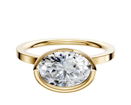 18K Yellow Gold Bezel Full Bezel East/West Classic Flat 1.5mm Engagement Ring