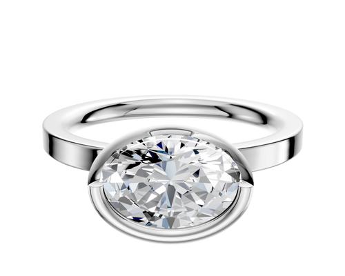 Platinum Bezel Full Bezel East/West Classic Flat 2.0mm Engagement Ring