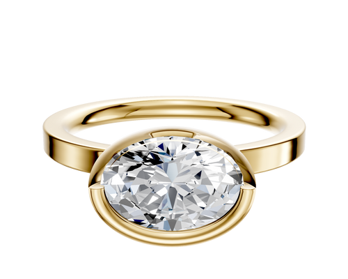 18K Yellow Gold Bezel Full Bezel East/West Classic Flat 2.0mm Engagement Ring