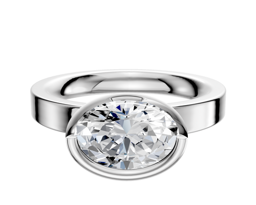 Platinum Bezel Full Bezel East/West Classic Flat 3.0mm Engagement Ring