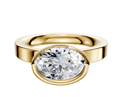 18K Yellow Gold Bezel Full Bezel East/West Classic Flat 3.0mm Engagement Ring