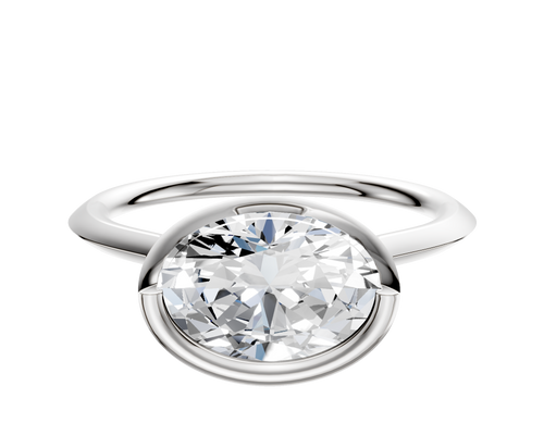 Platinum Bezel Full Bezel East/West Cathedral Knife Edge 1.5mm Engagement Ring