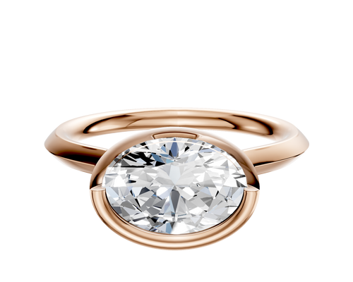 18K Rose Gold Bezel Full Bezel East/West Cathedral Knife Edge 2.0mm Engagement Ring