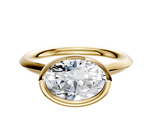 18K Yellow Gold Bezel Full Bezel East/West Cathedral Knife Edge 2.0mm Engagement Ring