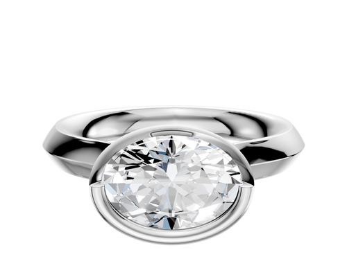 Platinum Bezel Full Bezel East/West Cathedral Knife Edge 3.0mm Engagement Ring