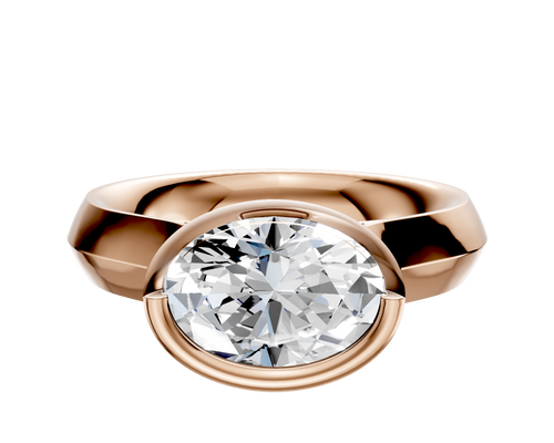 18K Rose Gold Bezel Full Bezel East/West Cathedral Knife Edge 4.0mm Engagement Ring