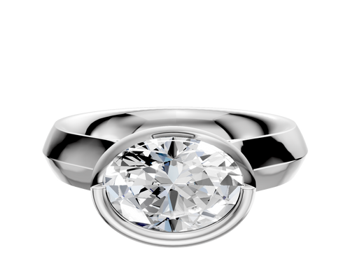 Platinum Bezel Full Bezel East/West Cathedral Knife Edge 4.0mm Engagement Ring