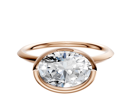 18K Rose Gold Bezel Full Bezel East/West Classic Knife Edge 1.5mm Engagement Ring