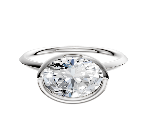 Platinum Bezel Full Bezel East/West Classic Knife Edge 1.5mm Engagement Ring