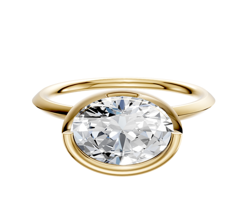 18K Yellow Gold Bezel Full Bezel East/West Classic Knife Edge 1.5mm Engagement Ring