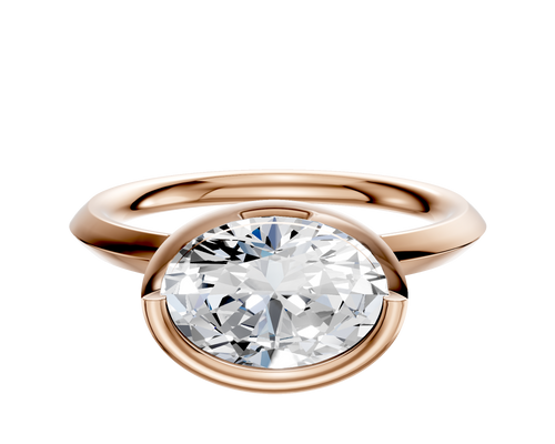 18K Rose Gold Bezel Full Bezel East/West Classic Knife Edge 2.0mm Engagement Ring
