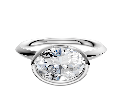 14K White Gold Bezel Full Bezel East/West Classic Knife Edge 2.0mm Engagement Ring