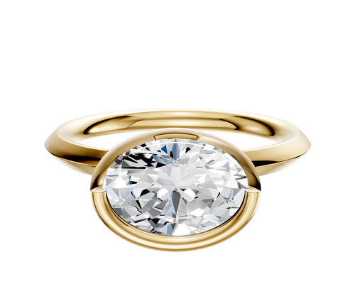 18K Yellow Gold Bezel Full Bezel East/West Classic Knife Edge 2.0mm Engagement Ring